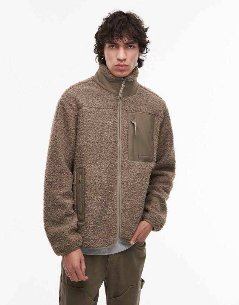 Tommy Hilfiger - Jacke aus Teddy-Fleece in Taupe mit Reißverschluss-Neutral von Tommy Hilfiger