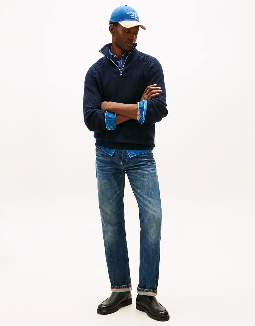 Tommy Hilfiger - Jeans in Dunkelblau mit regulärem, geradem Schnitt und Falteneffekt von Tommy Hilfiger