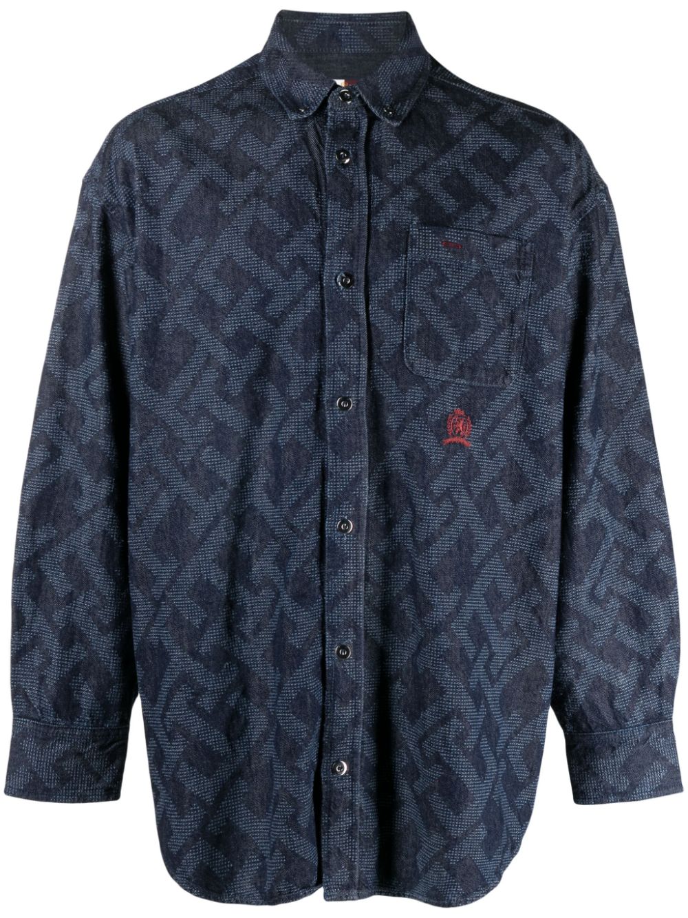 Tommy Hilfiger Jeanshemd aus Monogramm-Jacquard - Blau von Tommy Hilfiger