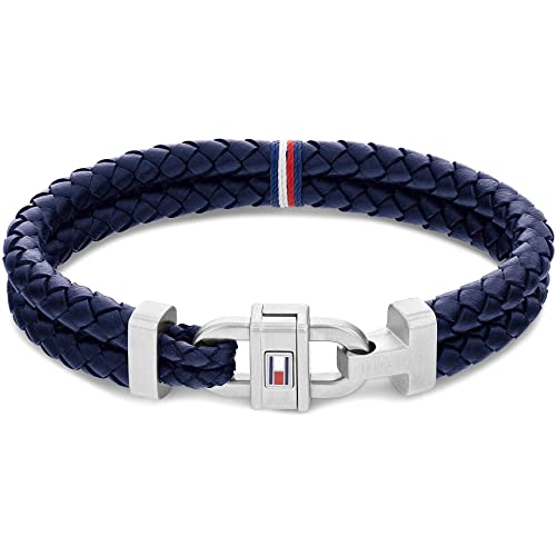 Tommy Hilfiger Jewelry Armband für Herren aus Leder mit Edelstahlverschluss - Erhältlich aus Blau oder Schwarz von Tommy Hilfiger