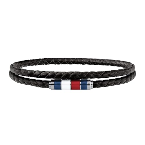 Tommy Hilfiger Jewelry Armband für Herren mit Schwarzem Geflochtenem Leder in Doppelschlaufe - 2790056 von Tommy Hilfiger