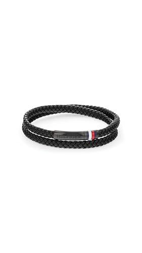 Tommy Hilfiger Jewelry Armband für Herren mit Schwarzem Geflochtenem Leder in Doppelschlaufe - 2790552 von Tommy Hilfiger