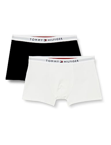 Tommy Hilfiger Jungen 2er Pack Boxershorts Trunks Unterwäsche, Mehrfarbig (White / Black), 6-7 Jahre von Tommy Hilfiger