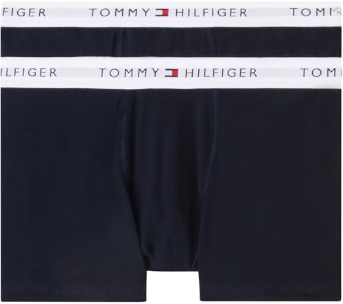 Tommy Hilfiger Jungen 2er Pack Boxershorts Trunks mit Logobund, Blau (Desert Sky/Desert Sky), 4-5 Jahre von Tommy Hilfiger