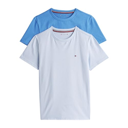 Tommy Hilfiger Jungen 2er Pack T-Shirts Kurzarm Rundhalsausschnitt, Blau (Breezy Blue/Blue Spell), 6-7 Jahre von Tommy Hilfiger
