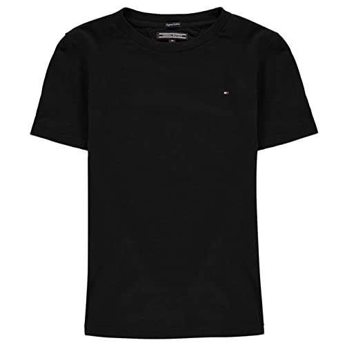 Tommy Hilfiger Jungen T-Shirt Kurzarm Rundhalsausschnitt, Schwarz (Meteorite), 10 Jahre von Tommy Hilfiger
