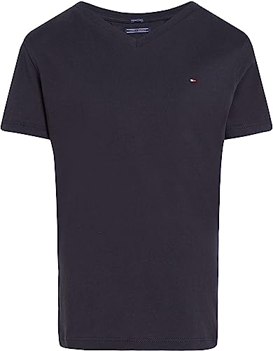 Tommy Hilfiger Jungen T-Shirt Kurzarm V-Ausschnitt, Blau (Sky Captain), 14 Jahre von Tommy Hilfiger