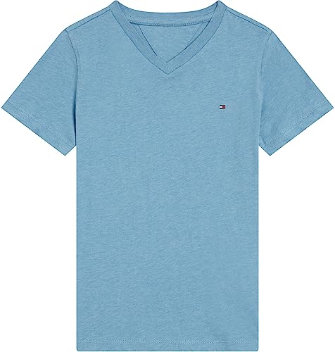 Tommy Hilfiger Jungen T-Shirt Kurzarm V-Ausschnitt, Blau (Dark Allure Heather), 9 Monate von Tommy Hilfiger