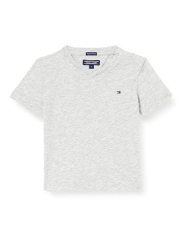 Tommy Hilfiger Jungen Boys Basic VN Knit S/S KB0KB04142 Kurzarm Strickoberteile, Grau (Grey Heather), 128 von Tommy Hilfiger