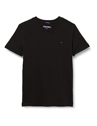 Tommy Hilfiger Jungen T-Shirt Kurzarm V-Ausschnitt, Schwarz (Meteorite), 12 Monate von Tommy Hilfiger