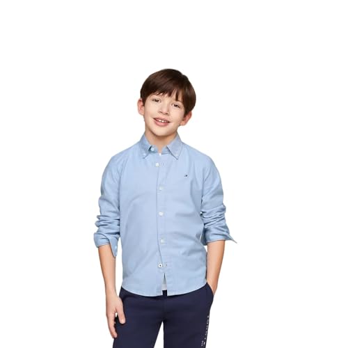 Tommy Hilfiger Jungen Hemd Stretch Oxford Stretch, Blau (Calm Blue), 10 Jahre von Tommy Hilfiger