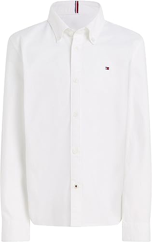 Tommy Hilfiger Jungen Hemd Stretch Oxford Stretch, Weiß (White), 10 Jahre von Tommy Hilfiger