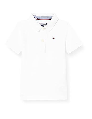 Tommy Hilfiger Jungen Poloshirt Kurzarm aus Bio-Baumwolle, Weiß (Bright White), 9 Monate von Tommy Hilfiger