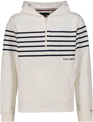 Tommy Hilfiger Jungen Breton Stripe KB0KB08232 Hoodies, Weiß (Ancient White), 14 Jahre von Tommy Hilfiger