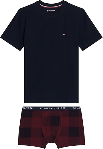 Tommy Hilfiger Jungen Geschenk-Set Boxed T-Shirt Kurzarm & Boxershorts Trunk, Mehrfarbig (Desert Sky/Rouge Buffalo Check), 14-16 Jahre von Tommy Hilfiger