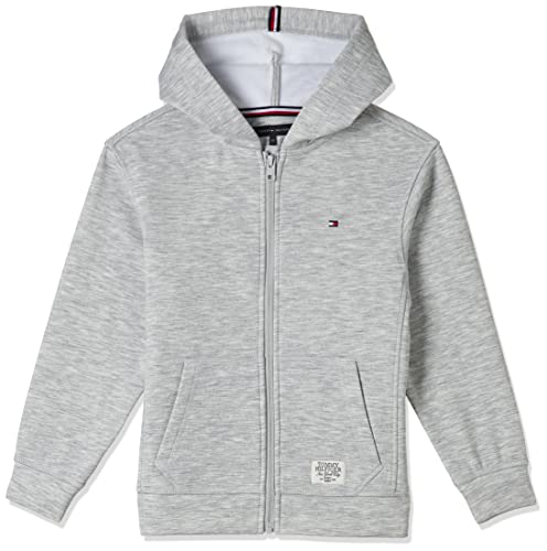 Tommy Hilfiger Jungen Hilfiger Soft Fleece Zip Through KB0KB07775 Schwere Jacken mit durchgehendem Reißverschluss, Grau (Light Grey Heather), 4 Jahre von Tommy Hilfiger