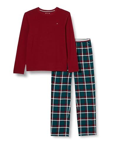 Tommy Hilfiger Jungen Ls Pijama with Woven Pants UB0UB00525 Geschenkpackungen, Grün (Rg/Green Global Stripe Ck), 10-12 Jahre von Tommy Hilfiger
