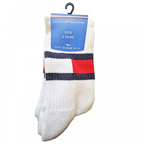 Tommy Hilfiger Unisex Kinder Flag Socken (2er Pack), Weiß, 35/38 von Tommy Hilfiger