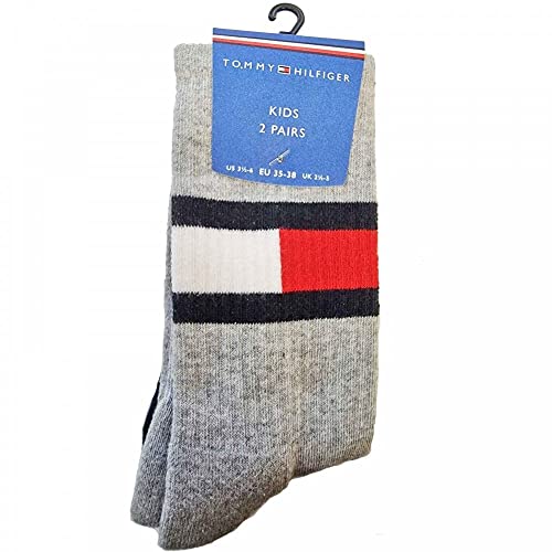 Tommy Hilfiger Unisex Kinder Flag Socken (2er Pack), Middle Grey Melange, 31/34 von Tommy Hilfiger