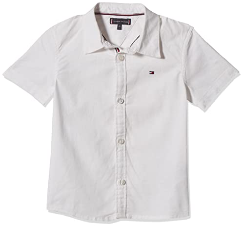 Tommy Hilfiger Jungen Stretch Oxford Shirt S/S Hemd, White, 80 cm von Tommy Hilfiger