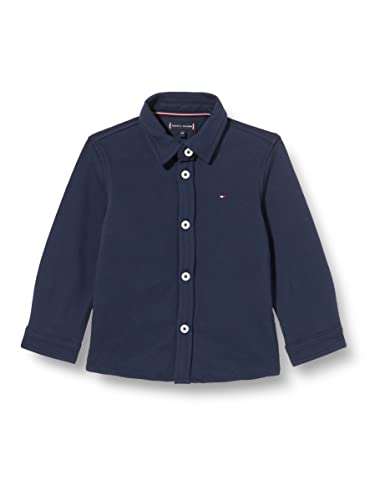 Tommy Hilfiger Jungen Stretch Pique Shirt L/S Hemd, Twilight Navy, 80 cm von Tommy Hilfiger