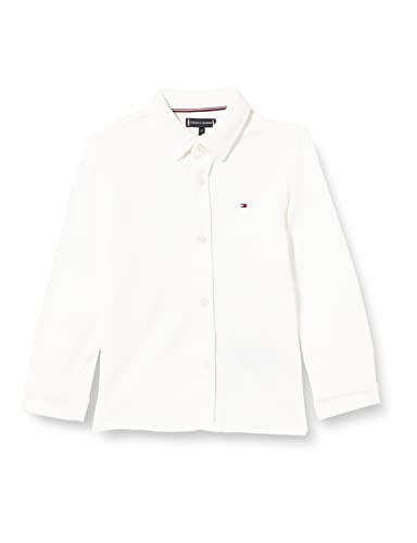 Tommy Hilfiger Jungen Stretch Pique Shirt L/S Hemd, White, 80 cm von Tommy Hilfiger