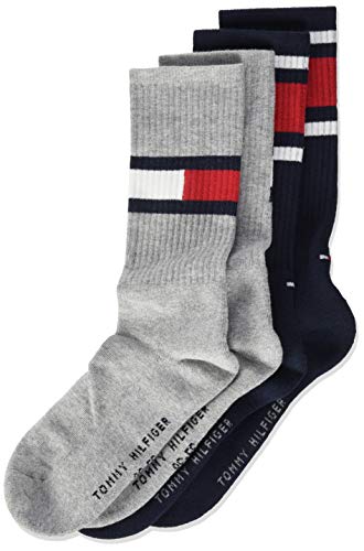 Tommy Hilfiger Unisex Kinder Flag Socken (2er Pack), Middle Grey Melange, 31/34 von Tommy Hilfiger