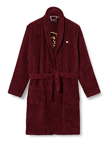 Tommy Hilfiger Jungen Towelling Signature Robe, Deep Rouge, M von Tommy Hilfiger