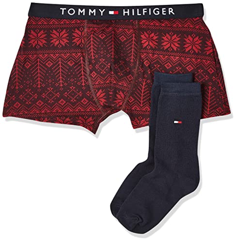 Tommy Hilfiger Jungen Trunk & Sock Set Badehose, Graphic Fairisle/des Sky, 14-16 Jahre von Tommy Hilfiger