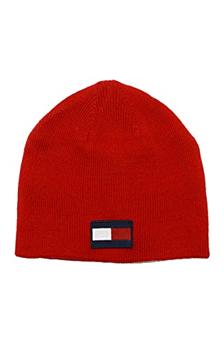 Tommy Hilfiger Jungen Beanie-Mütze, Rotes, wendbares Logo, Einheitsgröße von Tommy Hilfiger