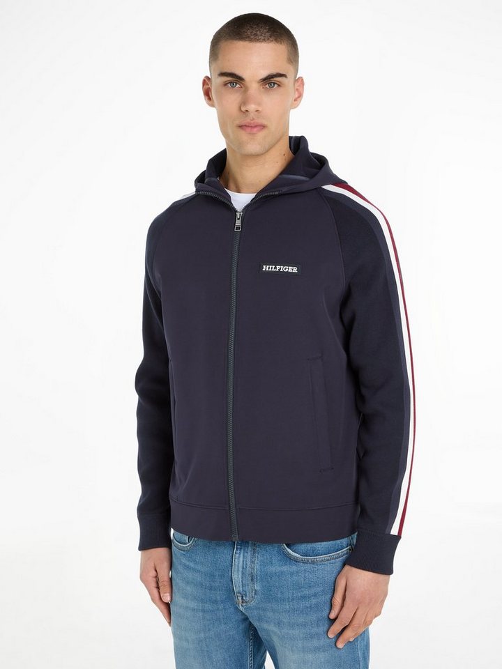 Tommy Hilfiger Kapuzenpullover MIXED MEDIA HOODED SWEATER mit TH-Streifen an den Ärmeln von Tommy Hilfiger