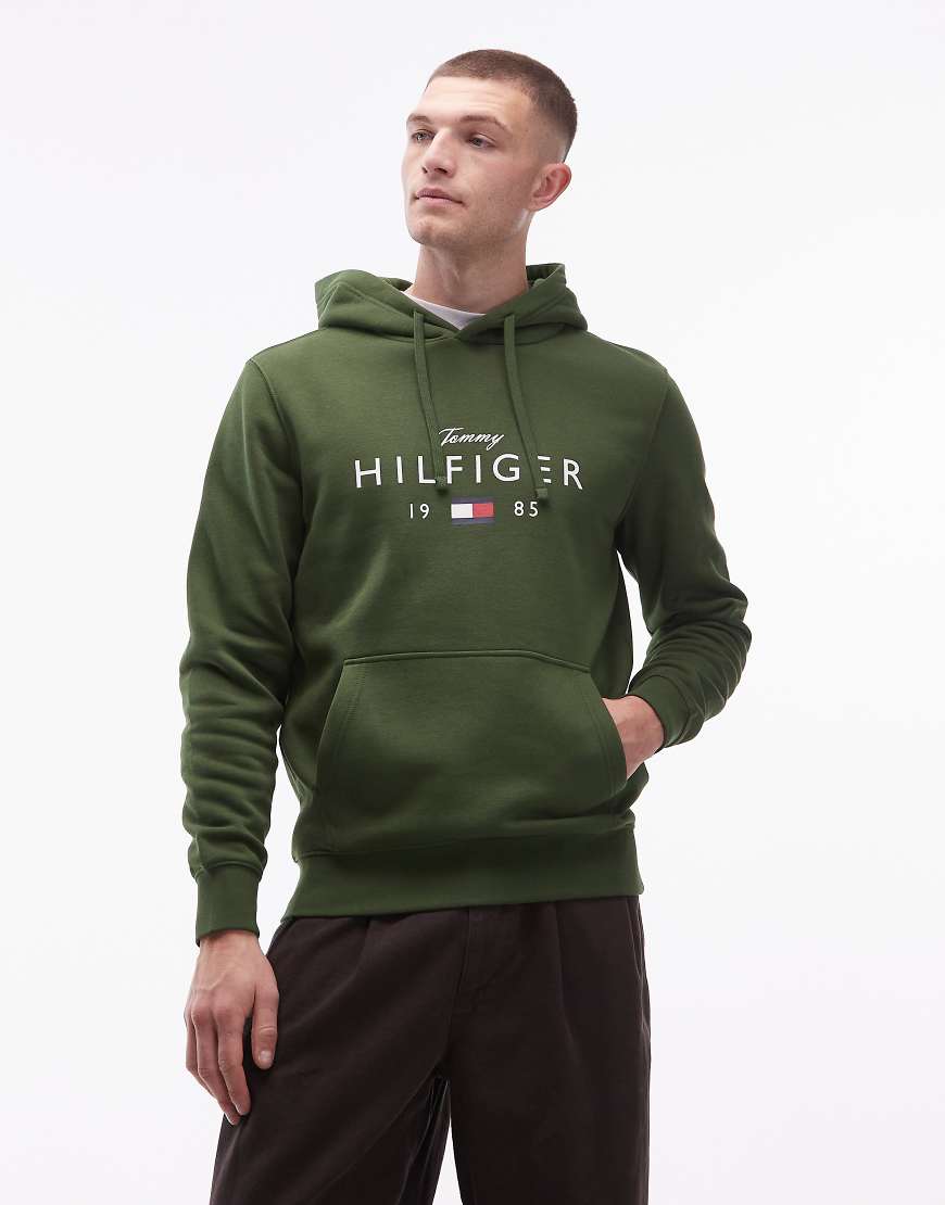 Tommy Hilfiger - Kapuzenpullover mit großem Stapel-Logo in Grün von Tommy Hilfiger