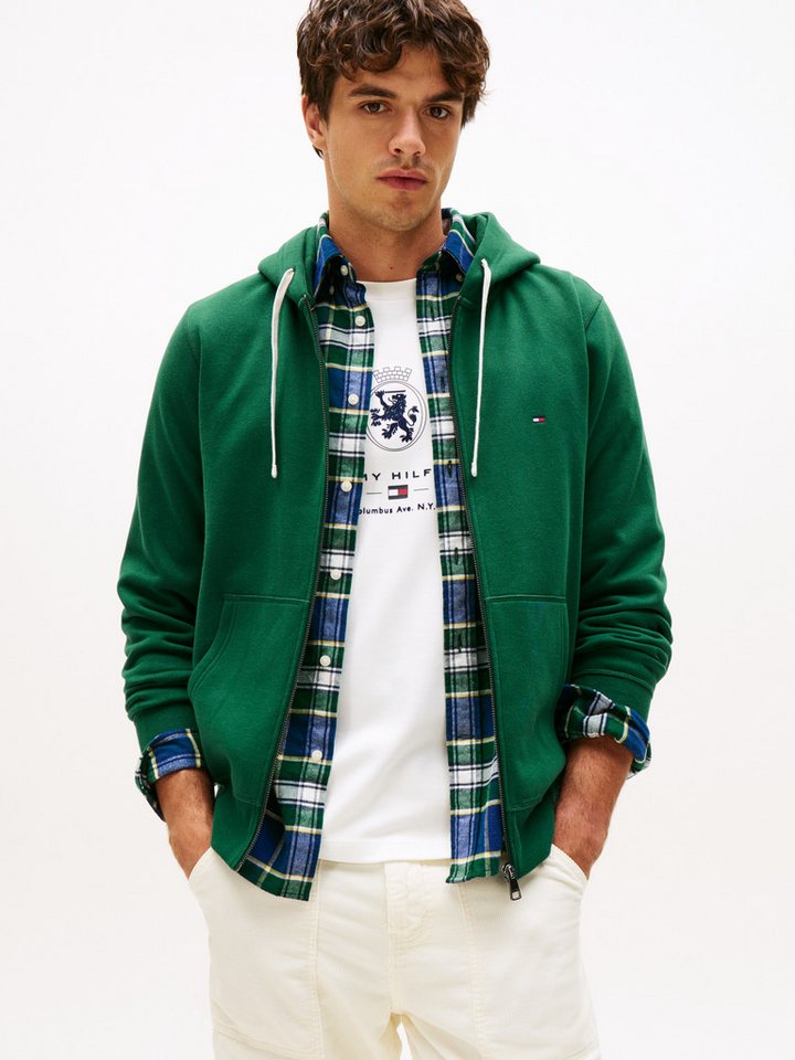 Tommy Hilfiger Kapuzensweatjacke ESSENTIAL FLEECE ZIP THROUGH kleine Logostickerei von Tommy Hilfiger