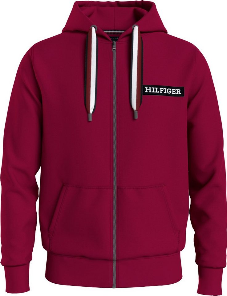 Tommy Hilfiger Kapuzensweatjacke GLOBAL STRIPE HOODED ZIP THRU mit Logo-Patch auf der Brust von Tommy Hilfiger