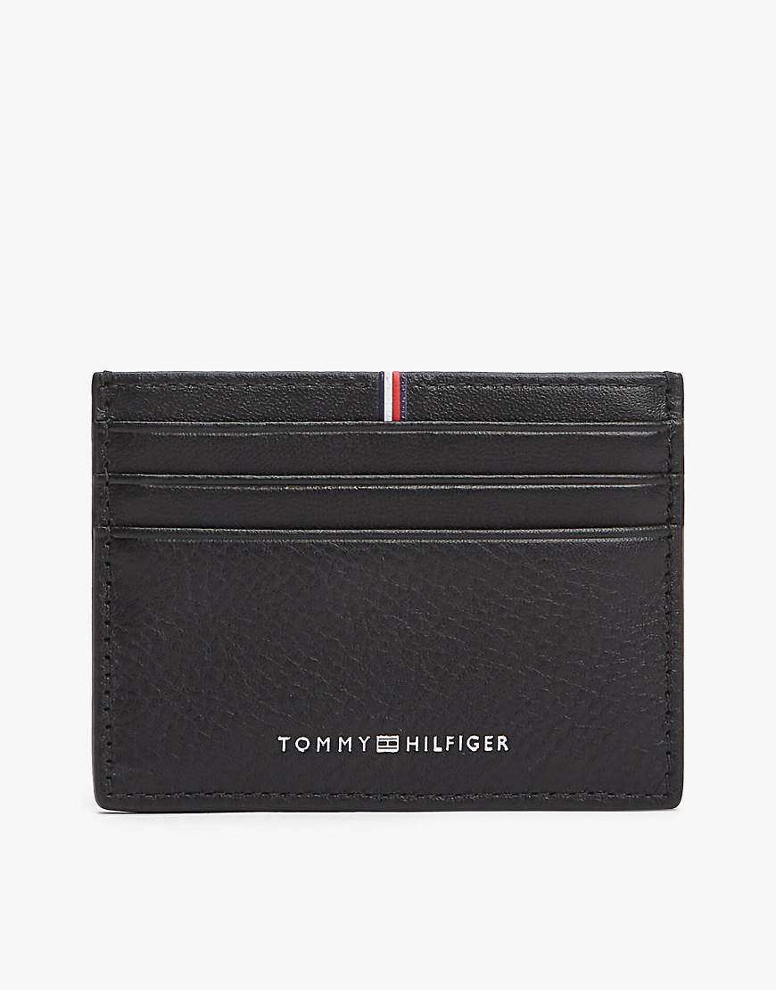 Tommy Hilfiger - Kartenetui aus Leder in Schwarz mit Corporate-Logo von Tommy Hilfiger