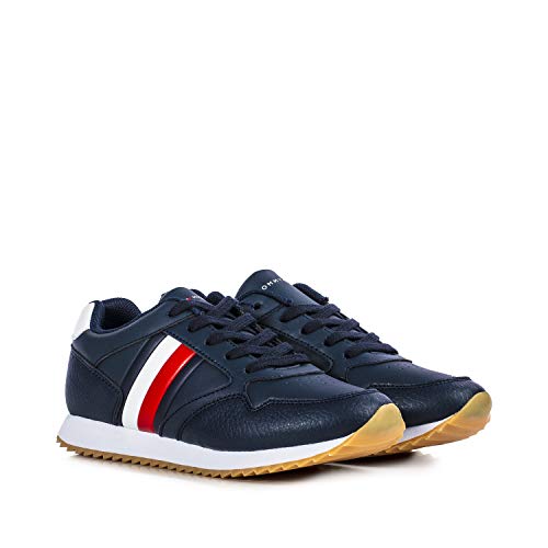 Tommy Hilfiger Kinder Low Cut Lace-Up Sneaker Logo Unisex Retro, Farbe:Blau, Größe:EUR 30 von Tommy Hilfiger