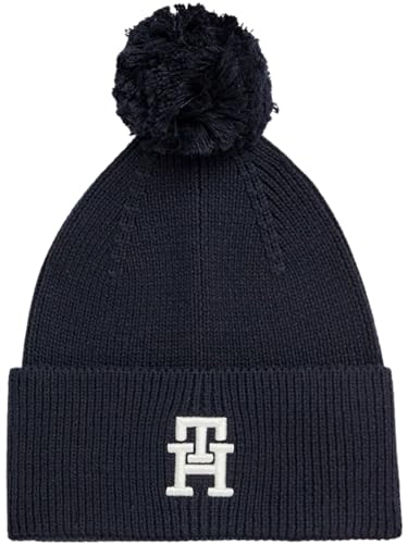 Tommy Hilfiger Kinder Mütze Beanie TH Beanie Größe L-XL Blau AU0AU01792DW6 von Tommy Hilfiger