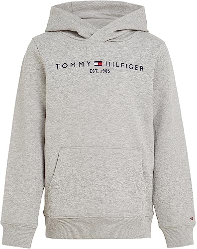 Tommy Hilfiger Kinder Unisex Hoodie Essential Hoodie mit Kapuze, Grau (Light Grey Heather), 6 Jahre von Tommy Hilfiger