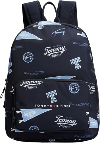 Tommy Hilfiger Kinder Unisex Rucksack Essential mit Logo-Print, Blau (Space Blue All Over Print), Einheitsgröße von Tommy Hilfiger