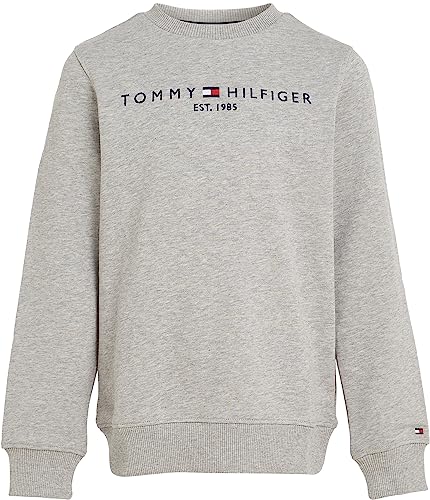 Tommy Hilfiger Kinder Unisex Sweatshirt Essential Sweatshirt ohne Kapuze, Grau (Light Grey Heather), 3 Jahre von Tommy Hilfiger