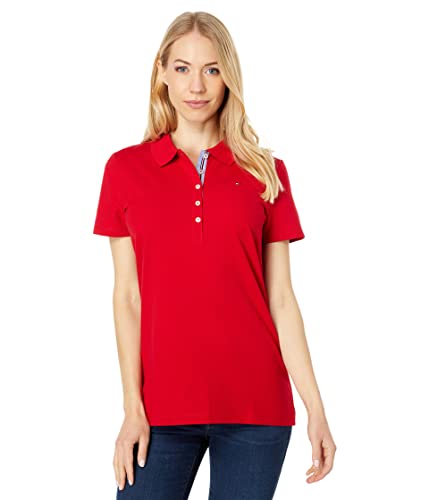 Tommy Hilfiger Damen Solides Poloshirt mit Kurzen Ärmeln S/S CORE Polo, Helles Scharlachrot, M von Tommy Hilfiger
