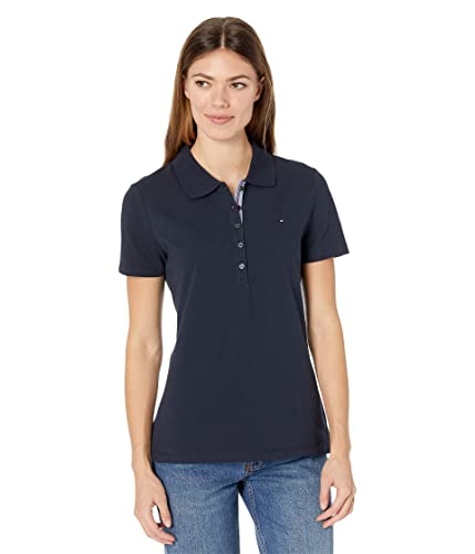 Tommy Hilfiger Klassisches kurzärmeliges Damen-Poloshirt (Standard und Übergröße) - Blau - Mittel von Tommy Hilfiger