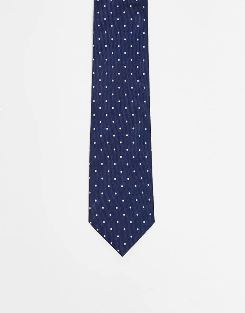 Tommy Hilfiger - Krawatte aus Seidenjacquard in Marineblau mit Polka Dots von Tommy Hilfiger