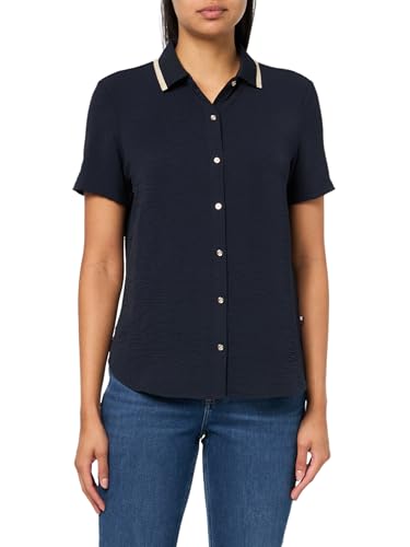Tommy Hilfiger Kurzärmeliges Damen-Shirt mit Knopfleiste, Kapitän des Himmels (Sky Captain), Mittel von Tommy Hilfiger