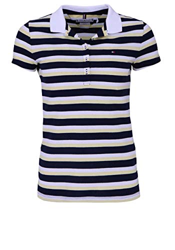 Tommy Hilfiger Kurzarm Poloshirt Polokragen geknöpft Ringel dunkelblau Größe S von Tommy Hilfiger