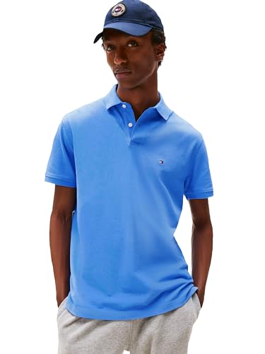 Tommy Hilfiger Kurzarm-Poloshirts für Herren in klassischer Passform mit Stretch und Bio-Piqué-Baumwolle, Blauer Zauberspruch, L von Tommy Hilfiger