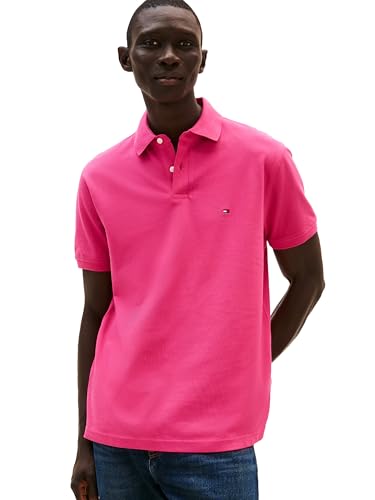 Tommy Hilfiger Kurzarm-Poloshirts für Herren in klassischer Passform mit Stretch und Bio-Piqué-Baumwolle, Modisches Fuchsia, Mittel von Tommy Hilfiger