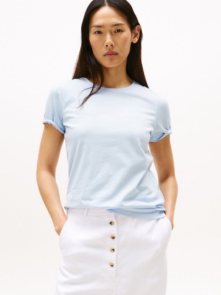 Tommy Hilfiger Kurzarmshirt SCRIPT REG C-NK SS T-SHIRT mit Tommy Hilfiger Script Logo-Schriftzug von Tommy Hilfiger