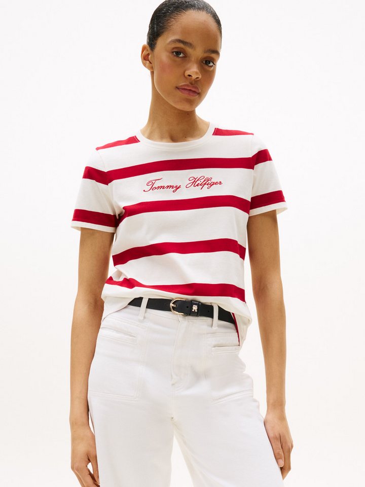Tommy Hilfiger Kurzarmshirt SCRIPT REG C-NK SS T-SHIRT mit Tommy Hilfiger Script Logo-Schriftzug von Tommy Hilfiger