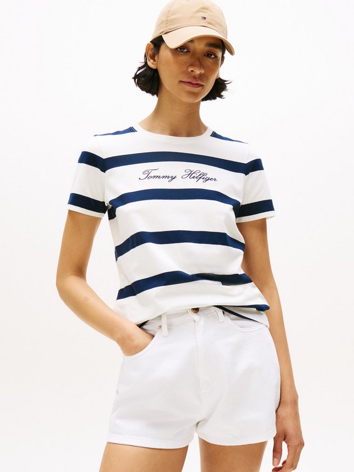 Tommy Hilfiger Kurzarmshirt SCRIPT REG C-NK SS T-SHIRT mit Tommy Hilfiger Script Logo-Schriftzug von Tommy Hilfiger
